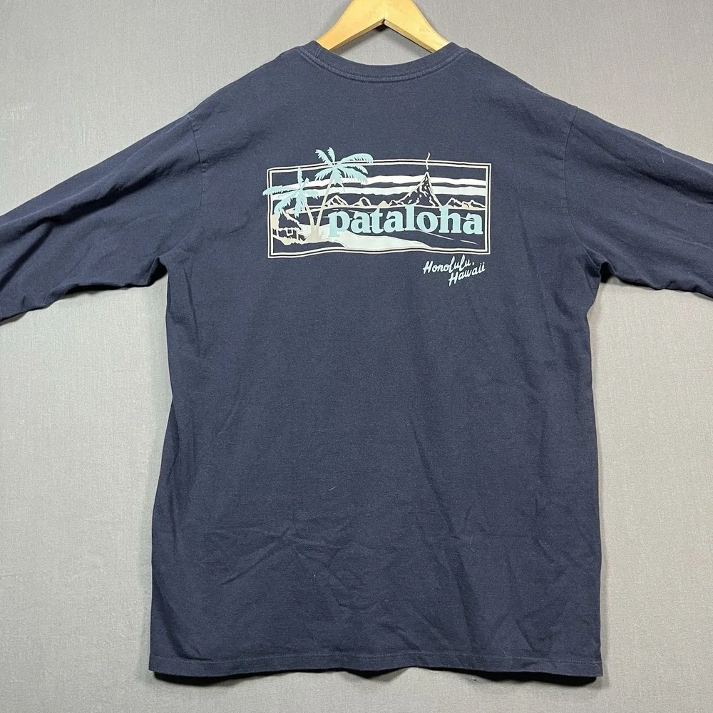 Patagonia Pataloha Long Sleeve Tee Shirt Haleiwa Hawaii Blue Size Medium - Picture 6 of 7